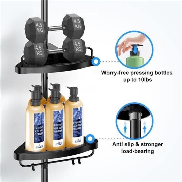 Corner Shower Caddy Tension Pole: Adjustable Stainless Steel Shower - Picture 4 of 7